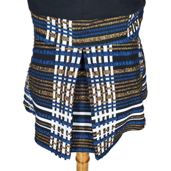 NWT Anthropologie Nathalie Peplum Metallic Plaid Top By Deletta SZ XS Academia - Picture 6 of 14